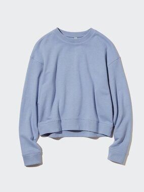 Cropped Crew Neck Sweatshirt | UNIQLO | L | Blue (62)